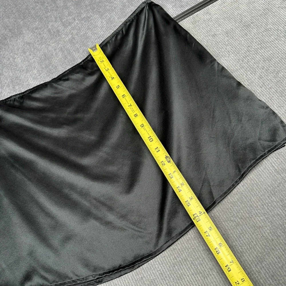 100% Silk Black Mini Skirt Satin Side Slit Size L Vtg Y2k Luxe Bennett Manson